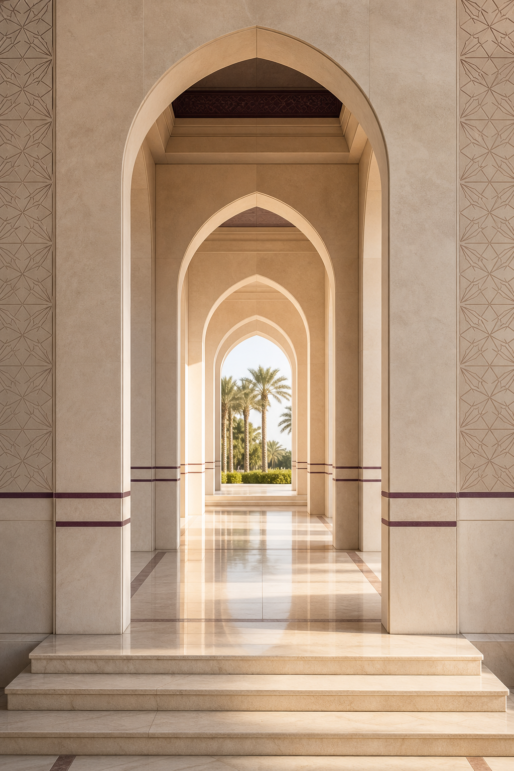 A refined architectural corridor with repeated regional arches